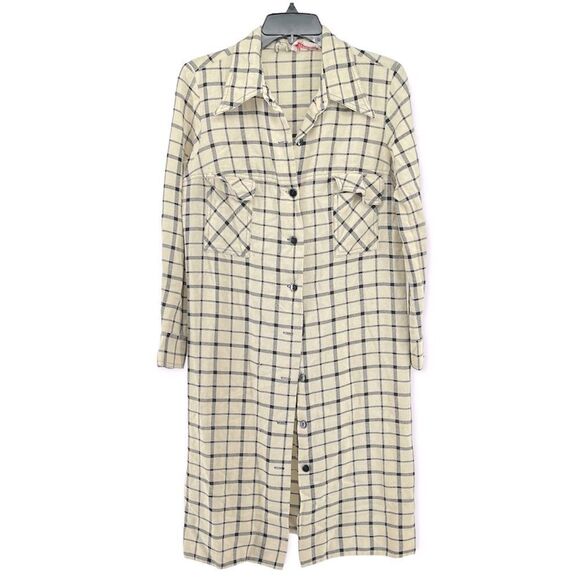Cardinals Vintage Women’s Button Front Plaid Long Duster Shacket Jacket Medium - Picture 1 of 15